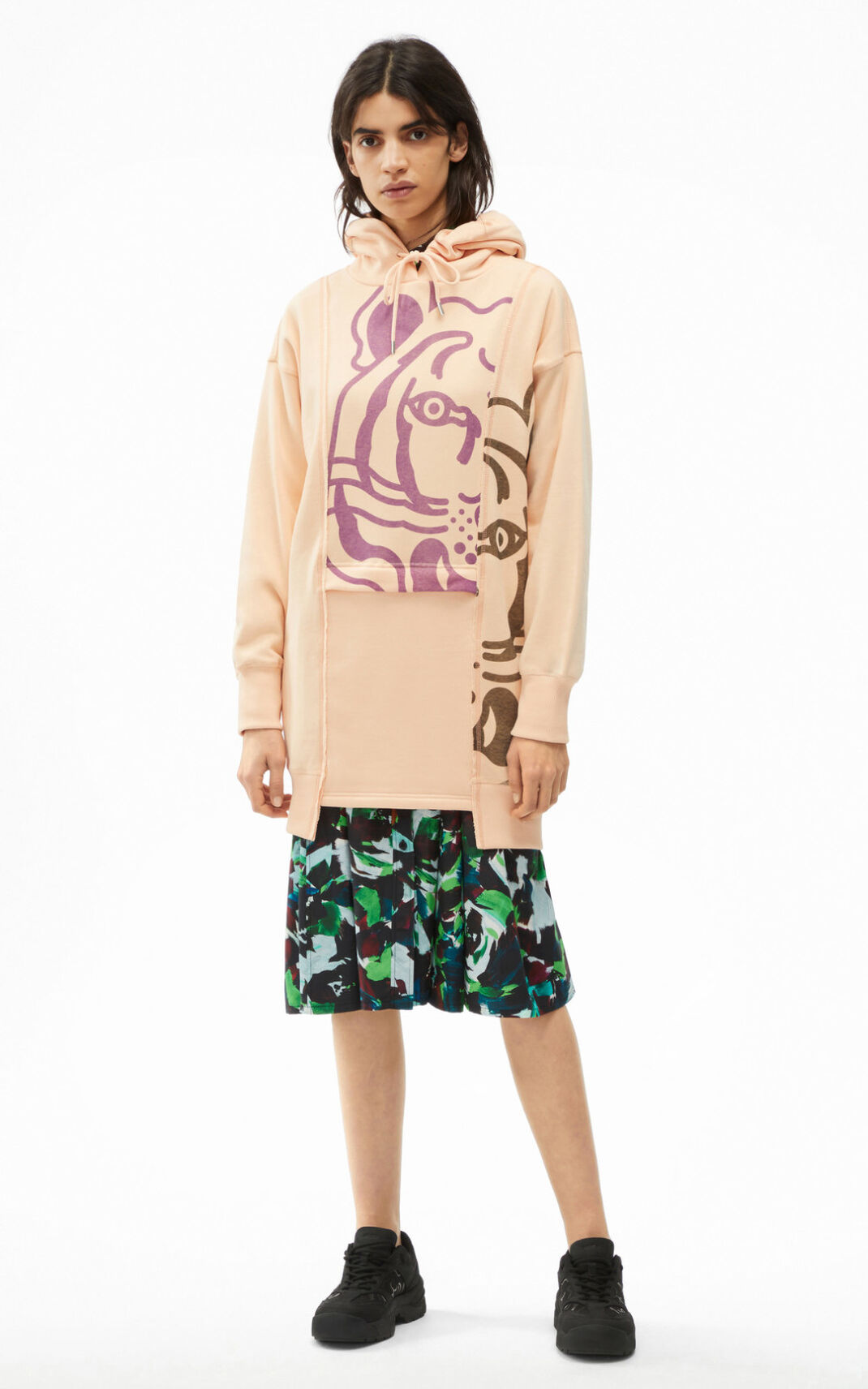 Kenzo Hooded K 虎 sweater ワンピース レディース ピンク - XRWEAT059